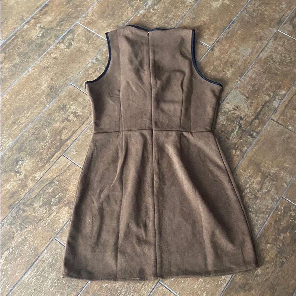 Brown Sleeveless Dress- Black Accents. Flat White brand. Size medium. NWT. - Picture 5 of 5